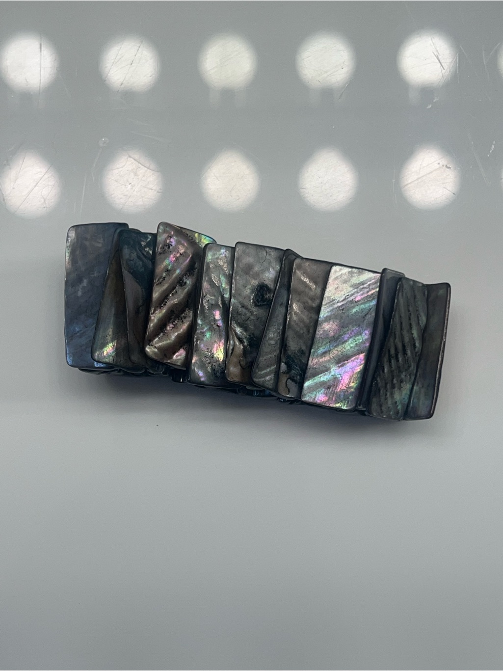 Iridescent Abalone Shell Rectangular Stretch Bracelet